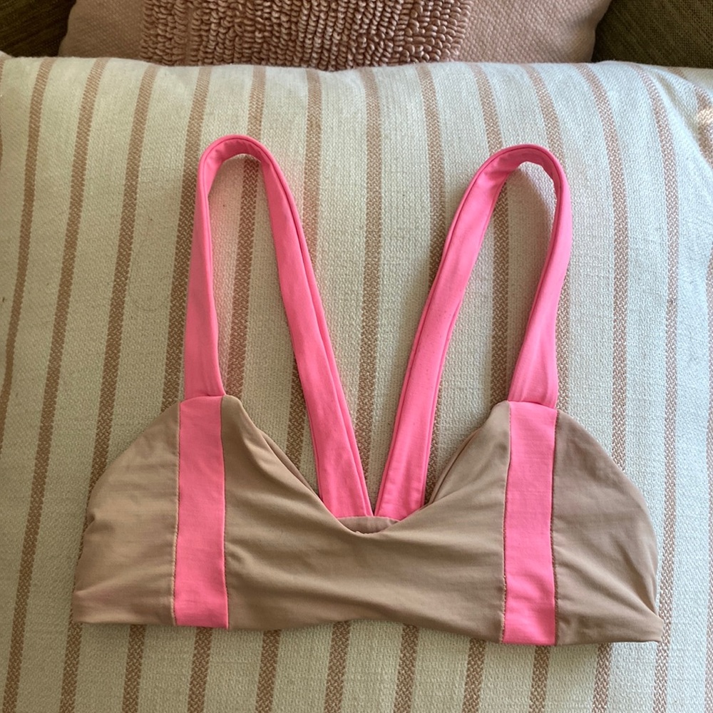 Boys & Arrows Bikini Top Size Small pink n brown neon